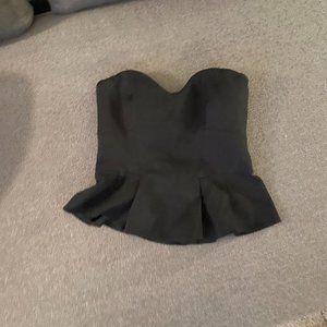 Aritzia black strapless sweetheart peplum top